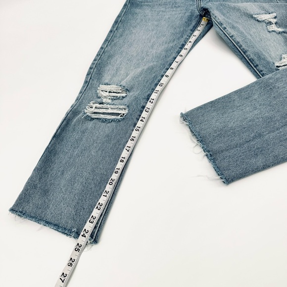 LEVIS Premium Big E Wedgie Straight High Rise Raw Crop Distressed Jeans - Picture 9 of 14